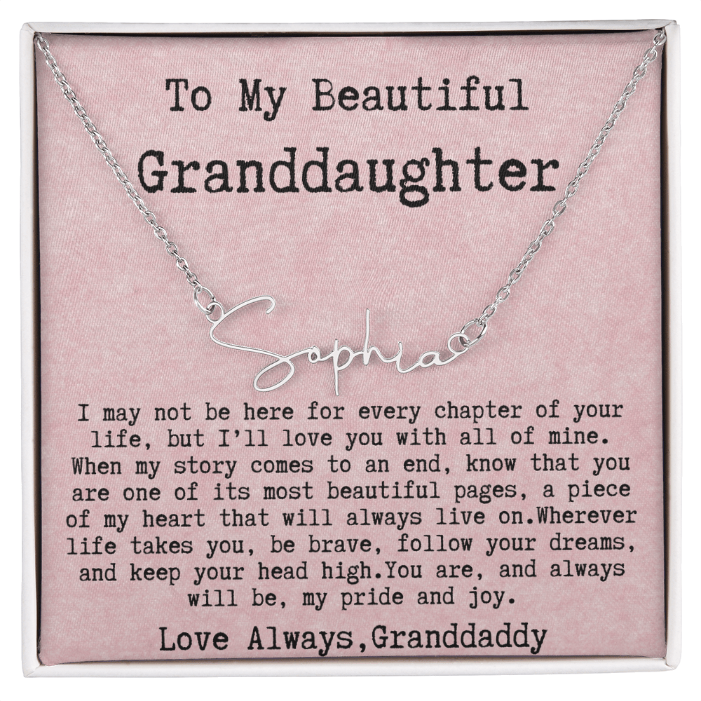 Gift for Granddaughter from Granddaddy - Signature Style Name Necklace