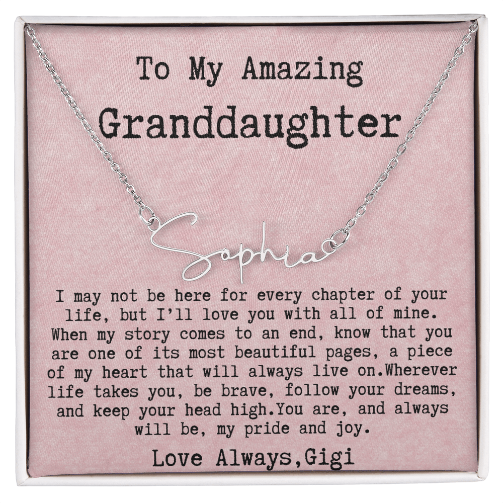 Personalized Birthday Gift for Granddaughter – Custom Signature Style Name Necklace – Unique Name Plate Necklace from Gigi