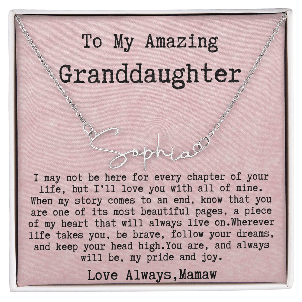 Personalized Birthday Gift for Granddaughter – Custom Signature Style Name Necklace – Unique Name Plate Necklace from Mamaw