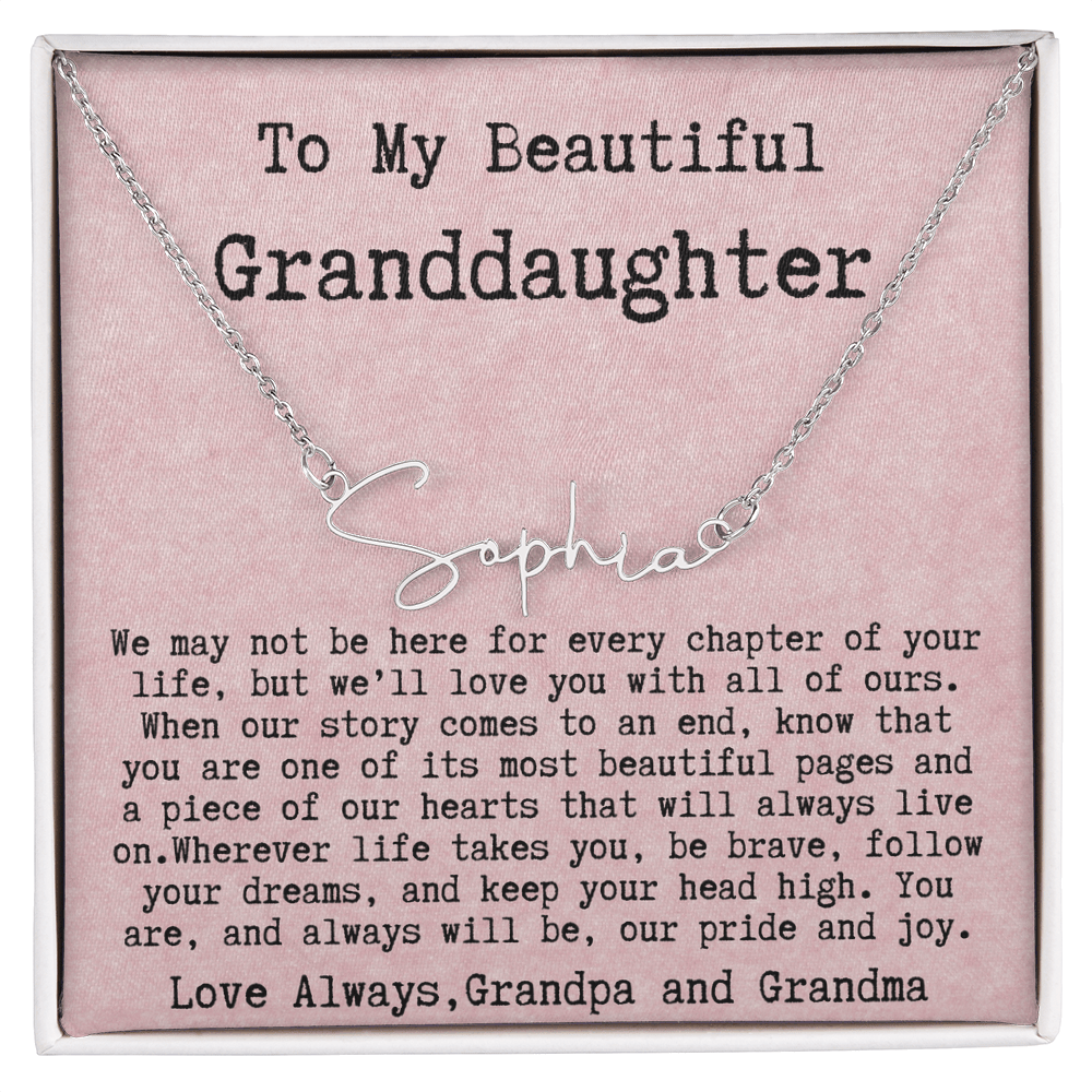 Personalized Gift for Granddaughter from Grandpa and Grandma - signature style name necklace