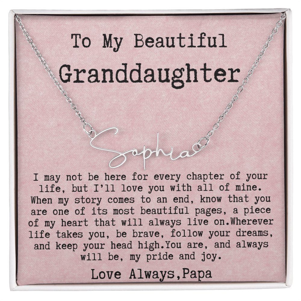 Personalized Gift for Granddaughter from Papa - Signature Style Name Necklace