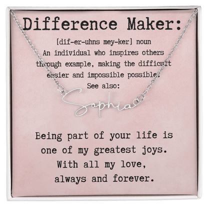 Customized Gift for Difference Maker - Signature Style Name Necklace