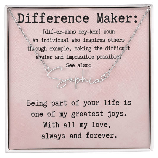 Customized Gift for Difference Maker - Signature Style Name Necklace
