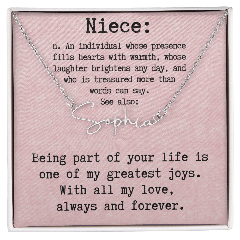 Personalized Birthday Gift for Niece – Custom Signature Style Name Necklace – Unique Name Plate Necklace Birthday Present from Aunt