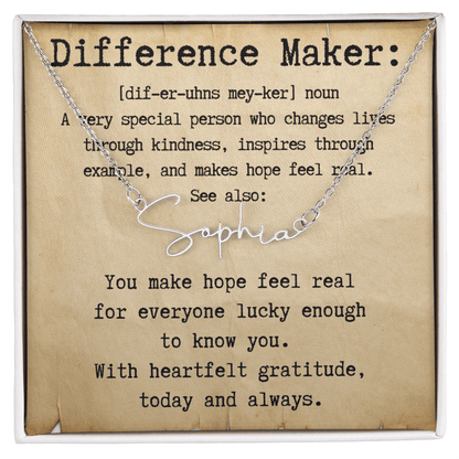 Personalized Gift for a Difference Maker - Signature Style Name Necklace