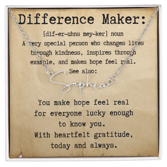 Personalized Gift for a Difference Maker - Signature Style Name Necklace