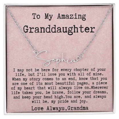 Personalized Name Necklace for Granddaughter from Grandma - Custom Birthday Gift for Her