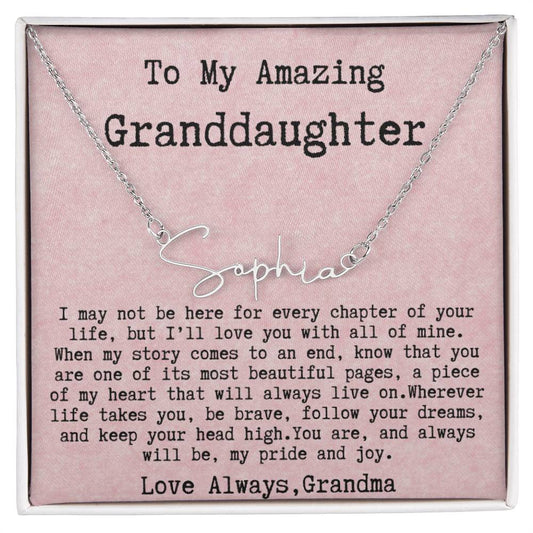Personalized Name Necklace for Granddaughter from Grandma - Custom Birthday Gift for Her