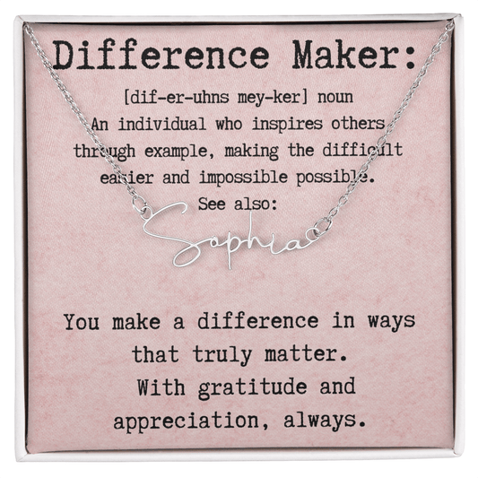 Personalized Necklace for a Real Difference Maker - Signature Style Name Necklace