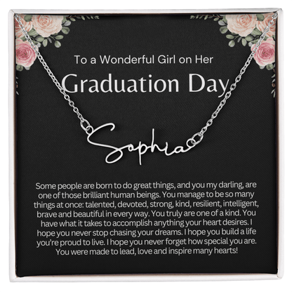 Personalized Graduation Gift for Her - Custom Signature Style Name Necklace