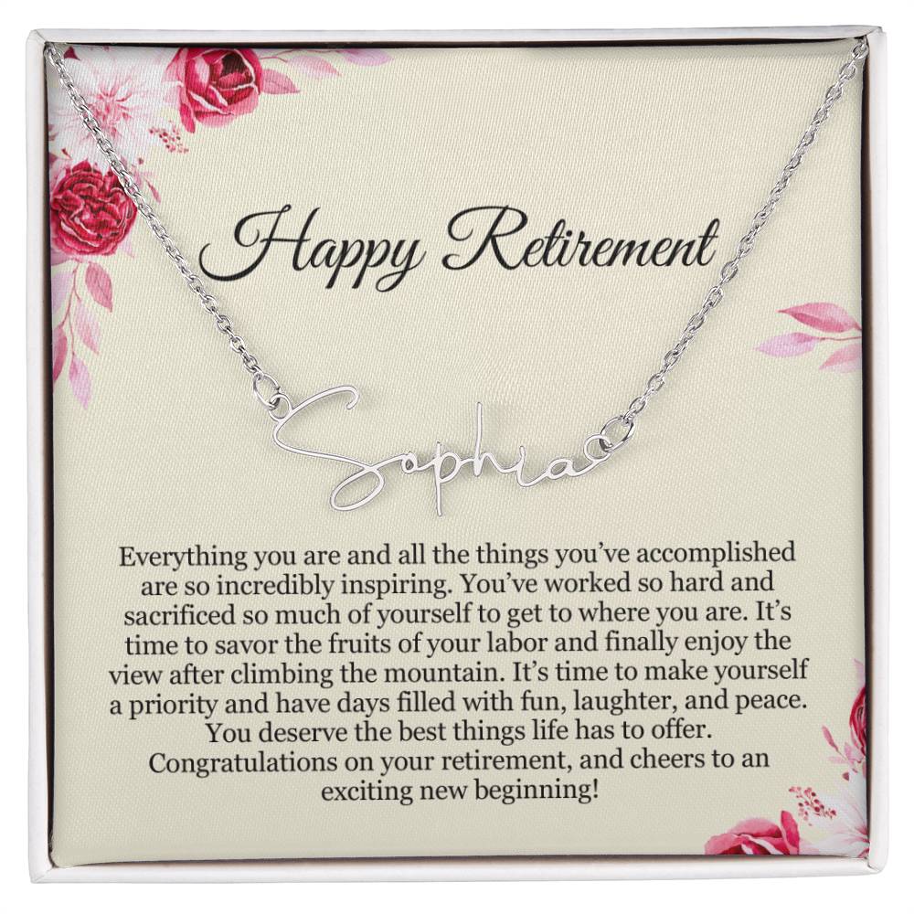 Personalized Retirement Gift for Her - Customizable Signature Style Name Necklace