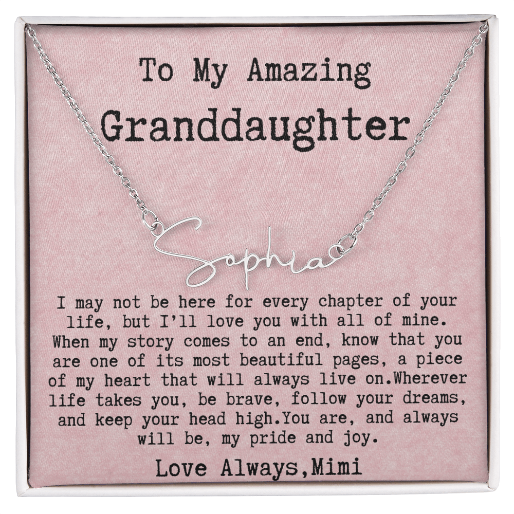 Personalized Birthday Gift for Granddaughter – Custom Signature Style Name Necklace – Unique Name Plate Necklace from Mimi