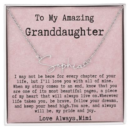Personalized Birthday Gift for Granddaughter – Custom Signature Style Name Necklace – Unique Name Plate Necklace from Mimi