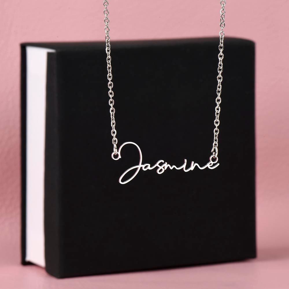 Personalized 13th Birthday Gift for Granddaughter from Grandpa and Grandma - Signature Style Name Necklace