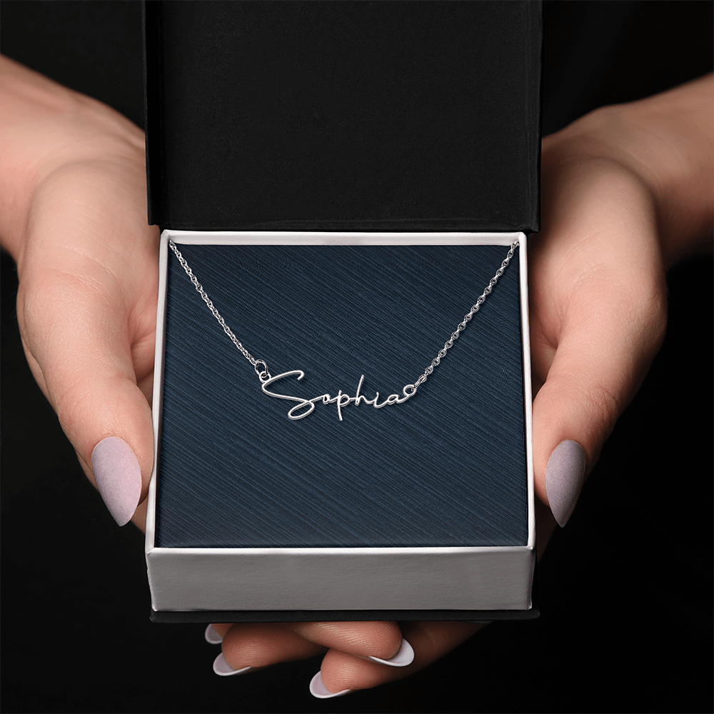 Personalized Signature Style Name Necklace, Famprecious Gifts Signature Style Necklace Chain with Gift Box