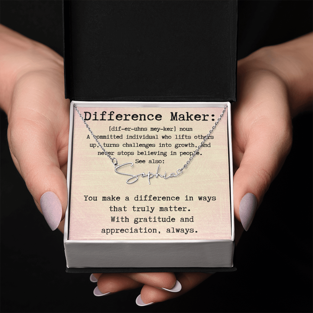 Unique Personalized Gift for a Difference Maker - Signature Style Name Necklace