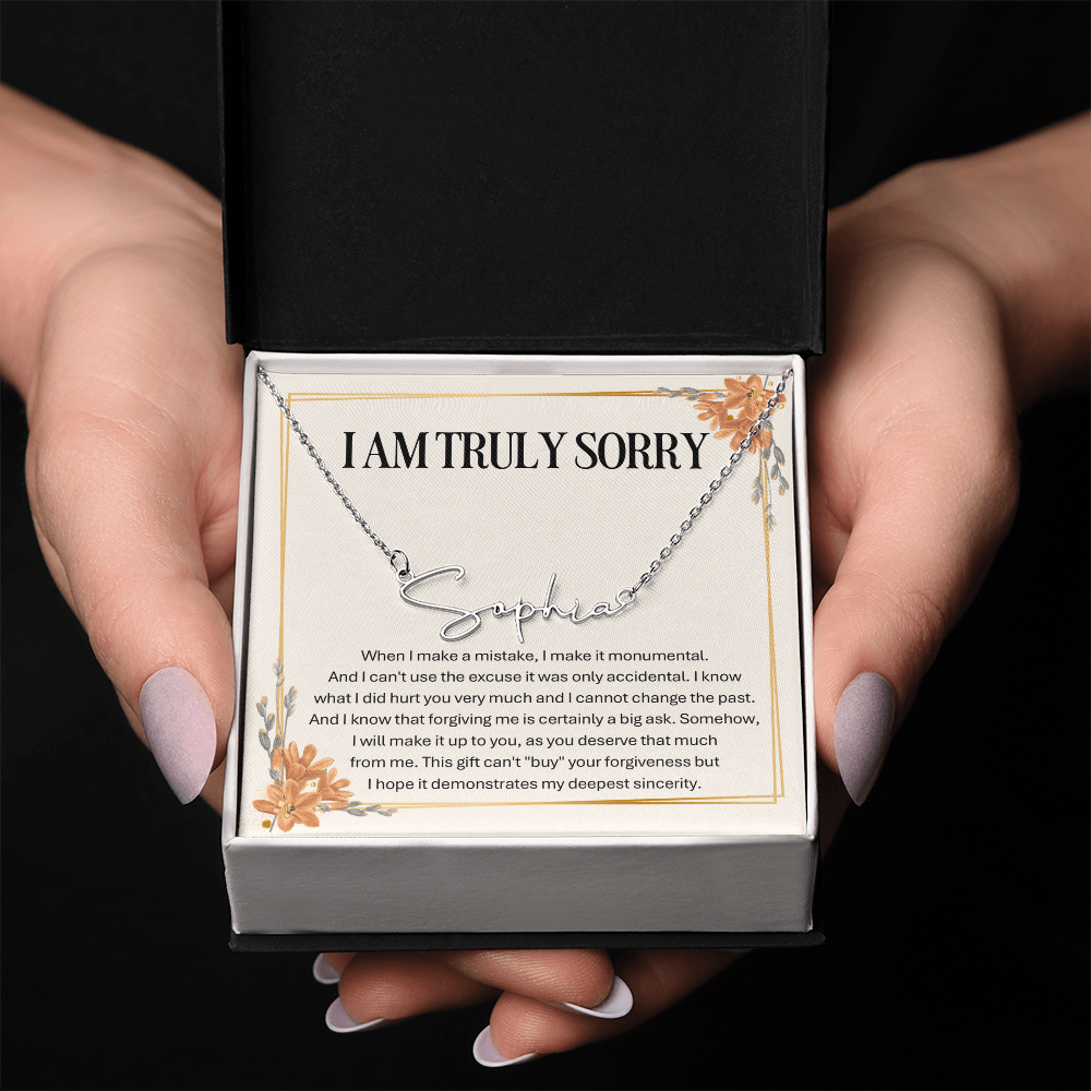 Personalized Apology Gift for Wife – Personalized Signature Style Name Necklace – Customized Jewelry with Her Name