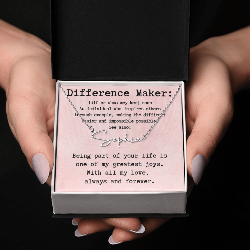 Customized Gift for Difference Maker - Signature Style Name Necklace