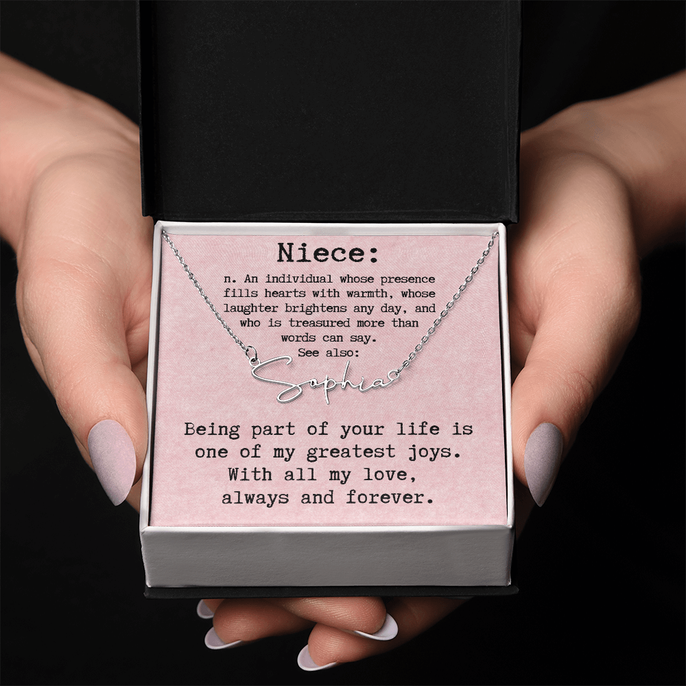 Personalized Birthday Gift for Niece – Custom Signature Style Name Necklace – Unique Name Plate Necklace Birthday Present from Aunt