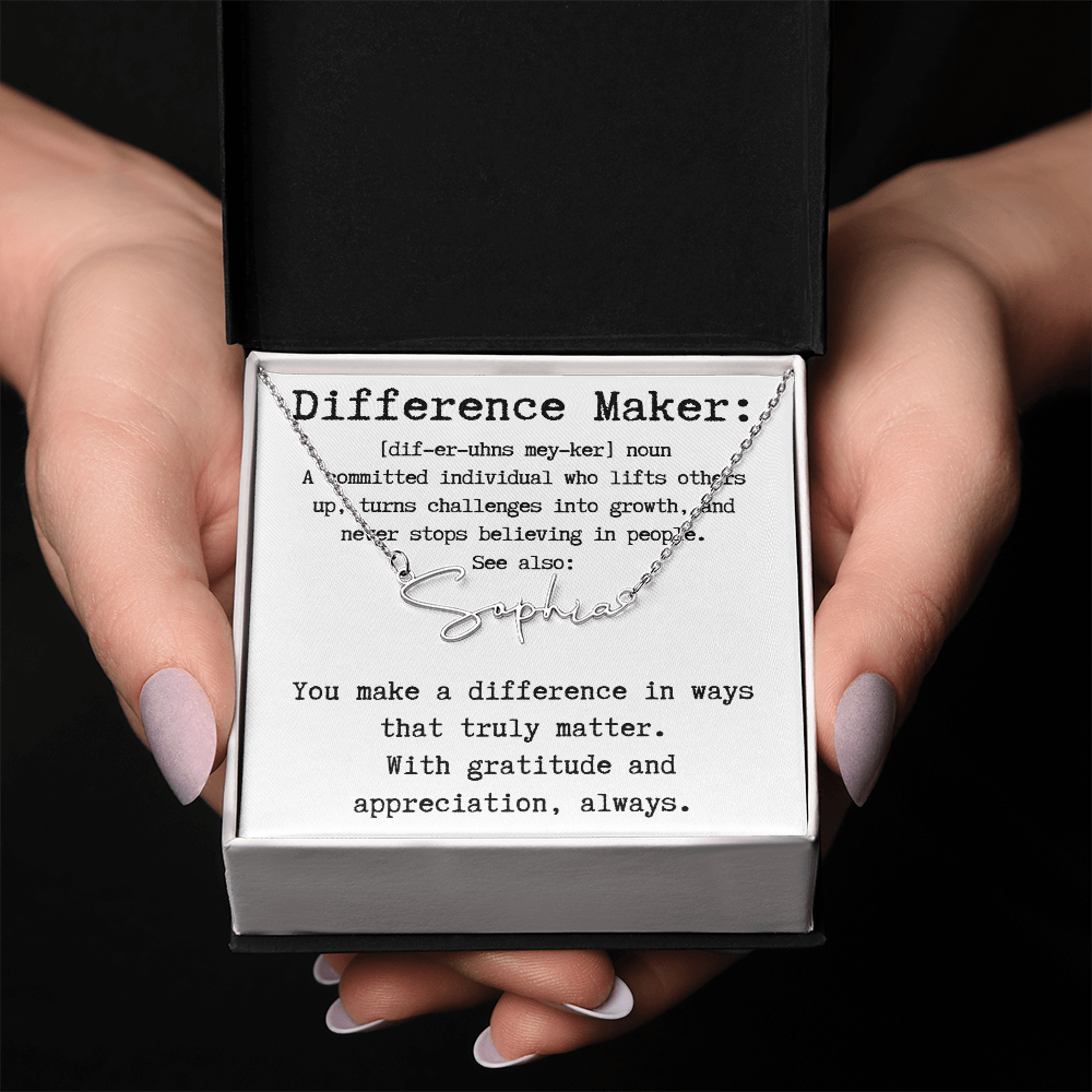 Unique Gift for a Difference Maker - Signature Style Name Necklace