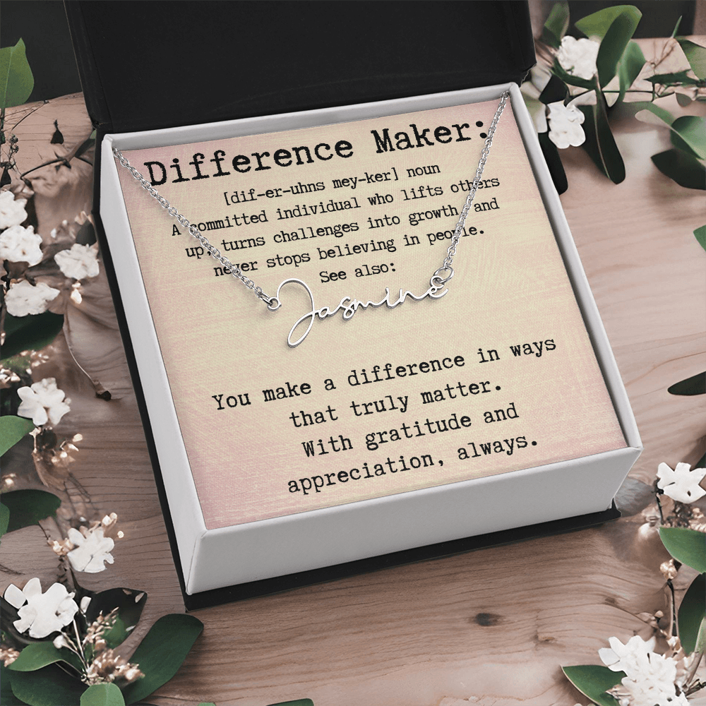 Unique Personalized Gift for a Difference Maker - Signature Style Name Necklace