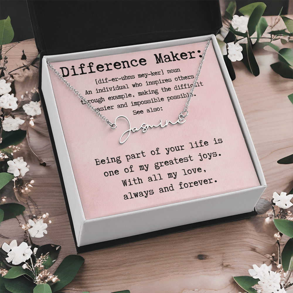 Customized Gift for Difference Maker - Signature Style Name Necklace