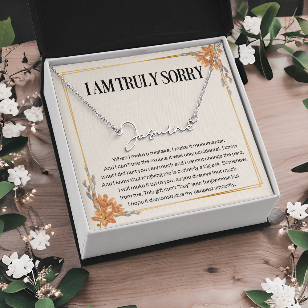 Personalized Apology Gift for Wife – Personalized Signature Style Name Necklace – Customized Jewelry with Her Name