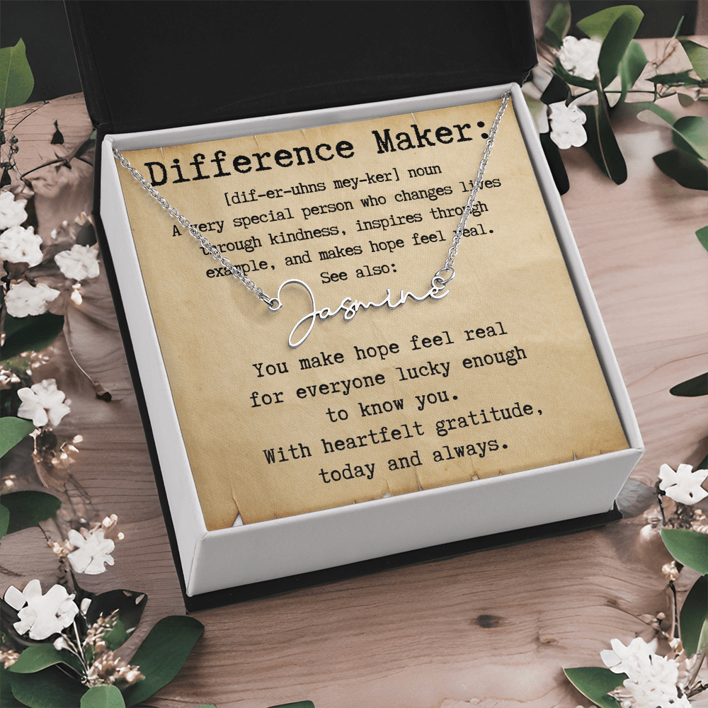 Personalized Gift for a Difference Maker - Signature Style Name Necklace