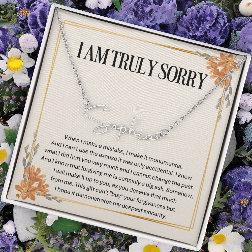 Personalized Apology Gift for Wife – Personalized Signature Style Name Necklace – Customized Jewelry with Her Name