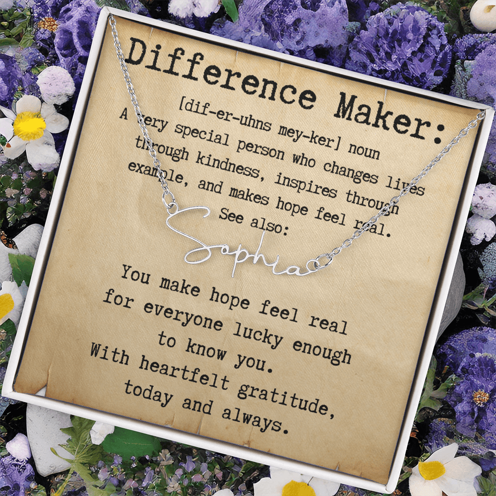 Personalized Gift for a Difference Maker - Signature Style Name Necklace