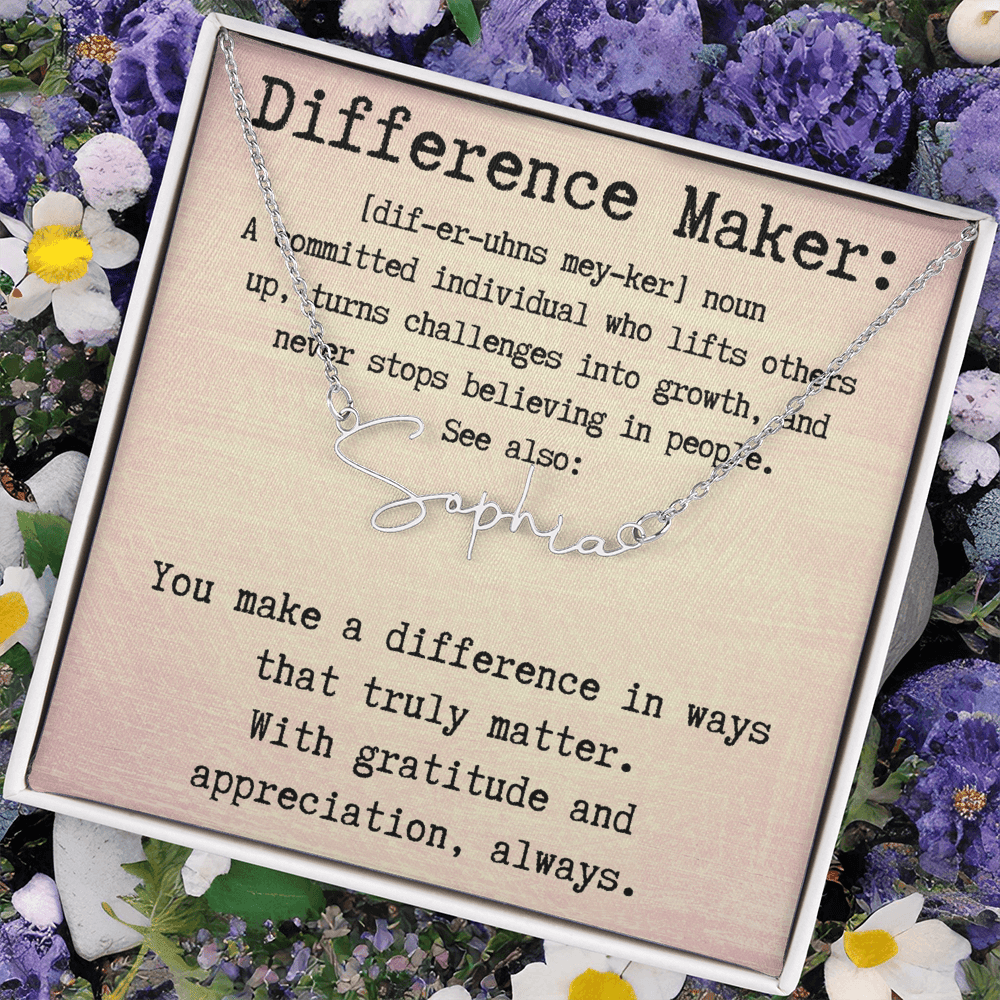 Unique Personalized Gift for a Difference Maker - Signature Style Name Necklace