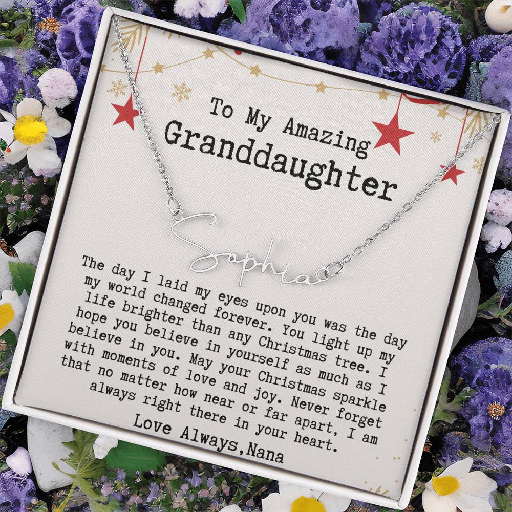 Personalized Christmas Gift from Nana to Granddaughter - Signature Style Name Necklace