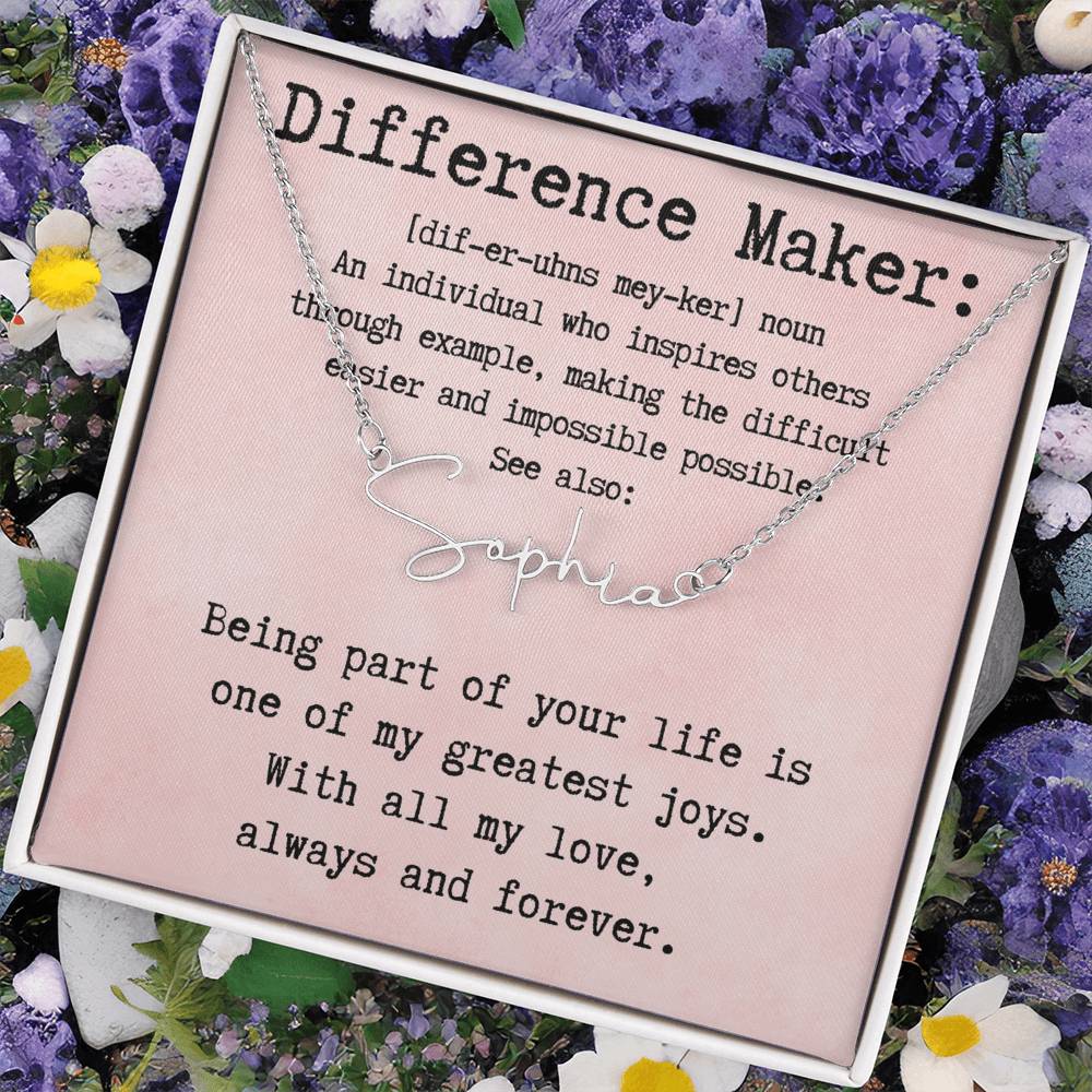 Customized Gift for Difference Maker - Signature Style Name Necklace