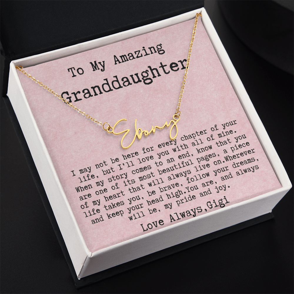 Personalized Birthday Gift for Granddaughter – Custom Signature Style Name Necklace – Unique Name Plate Necklace from Gigi