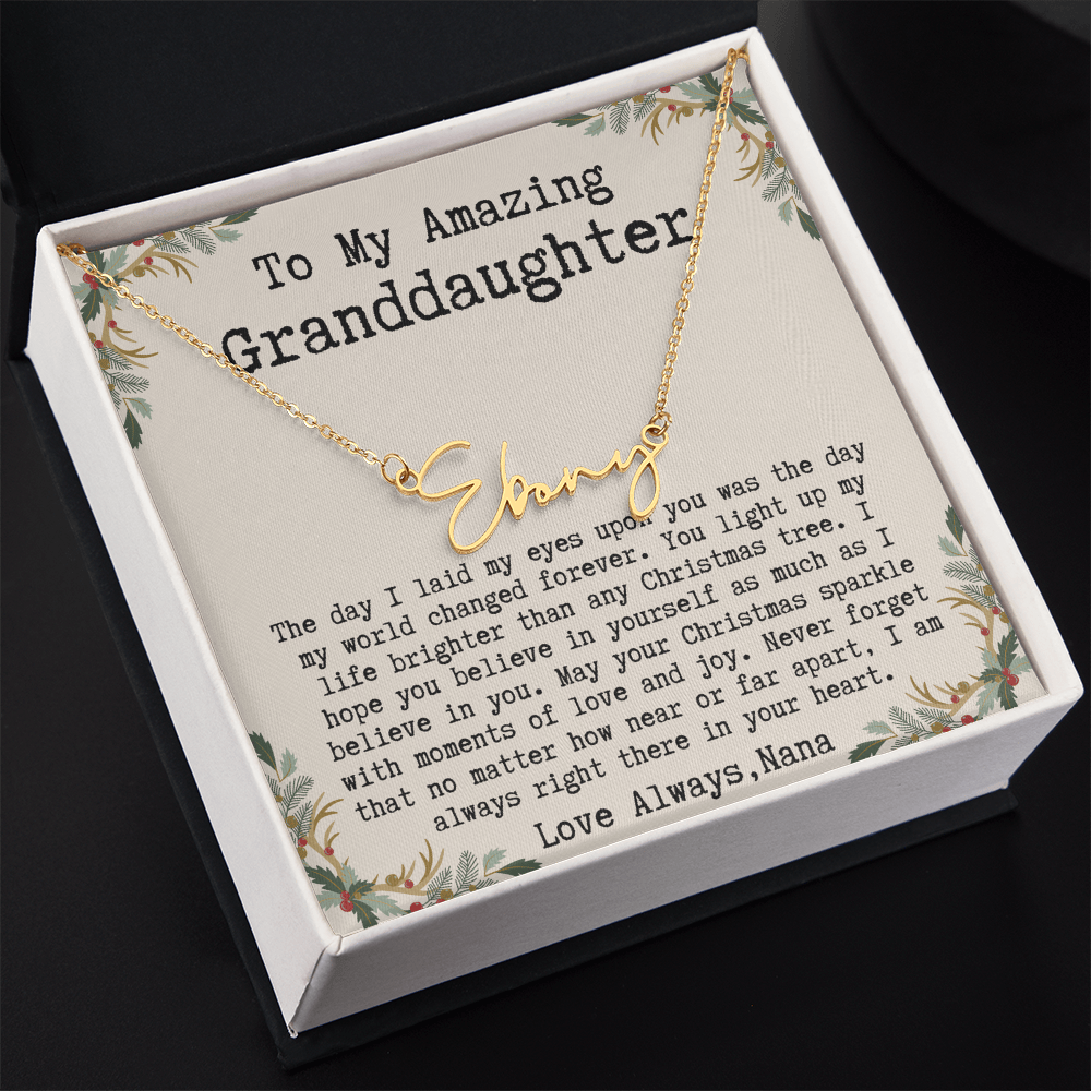 Custom Christmas Gift from Nana to Granddaughter - Signature Style Name Necklace