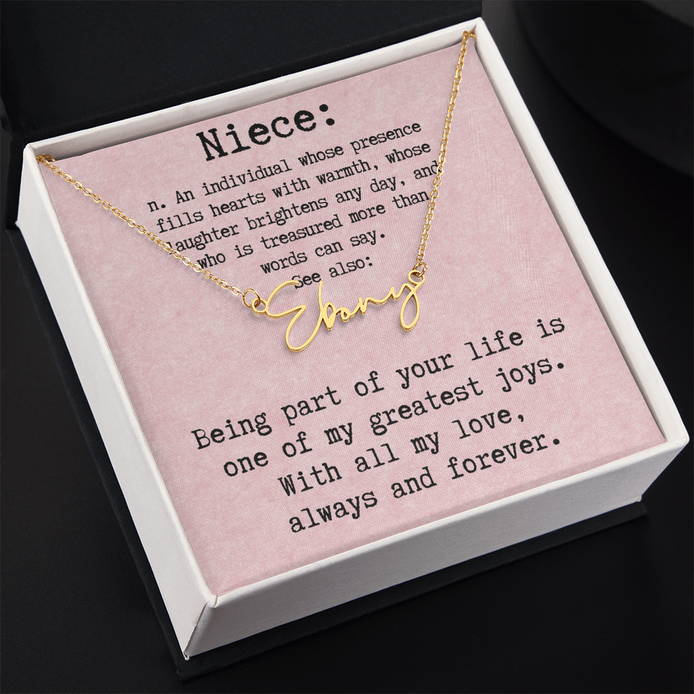 Personalized Birthday Gift for Niece – Custom Signature Style Name Necklace – Unique Name Plate Necklace Birthday Present from Aunt