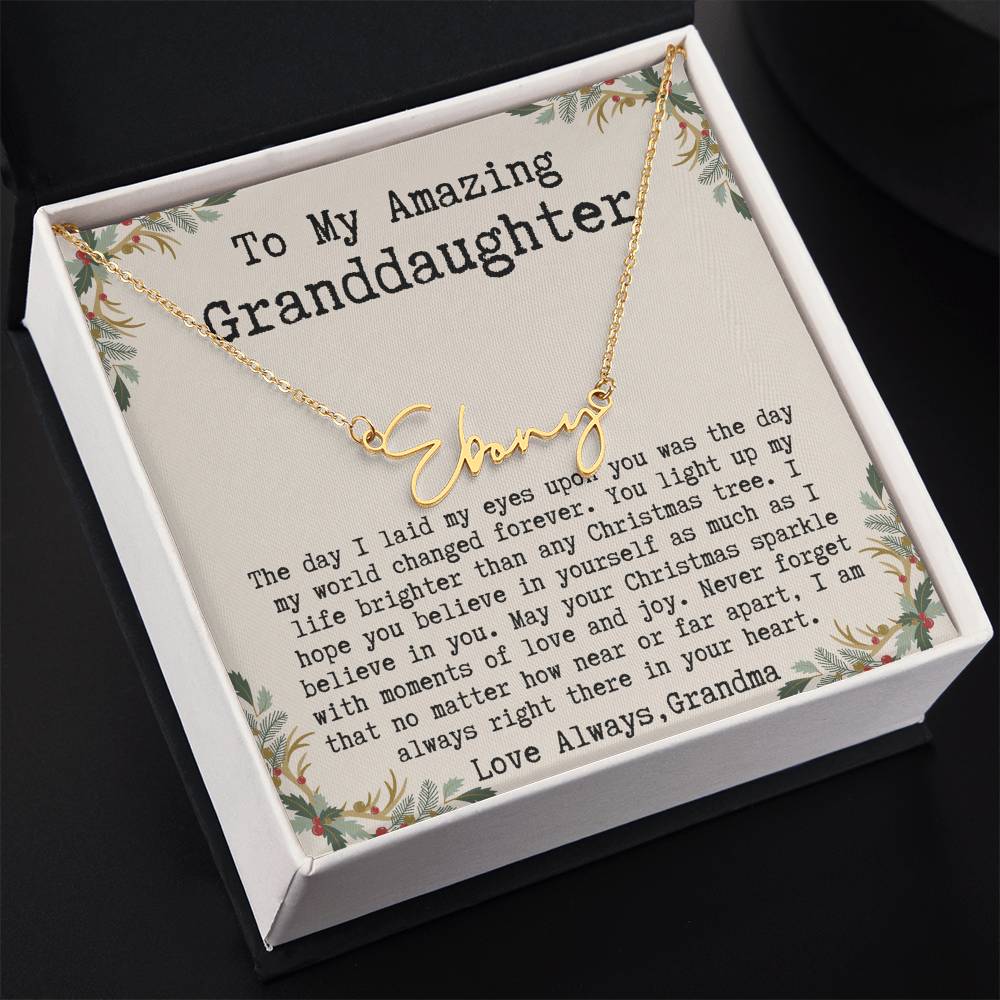 Custom Christmas Gift from Grandma to Granddaughter - Signature Style Name Necklace