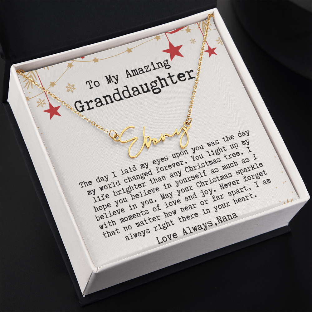 Personalized Christmas Gift from Nana to Granddaughter - Signature Style Name Necklace
