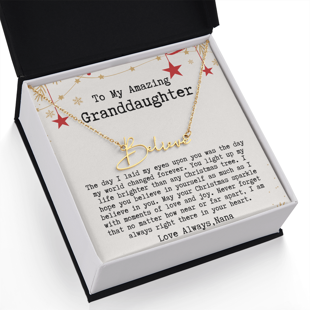 Personalized Christmas Gift from Nana to Granddaughter - Signature Style Name Necklace