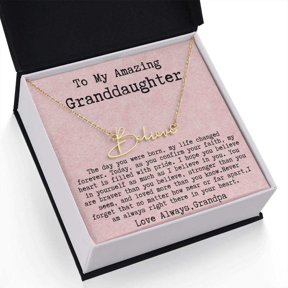 Personalized Confirmation Gift from Grandpa to Granddaughter - Signature Style Name Necklace