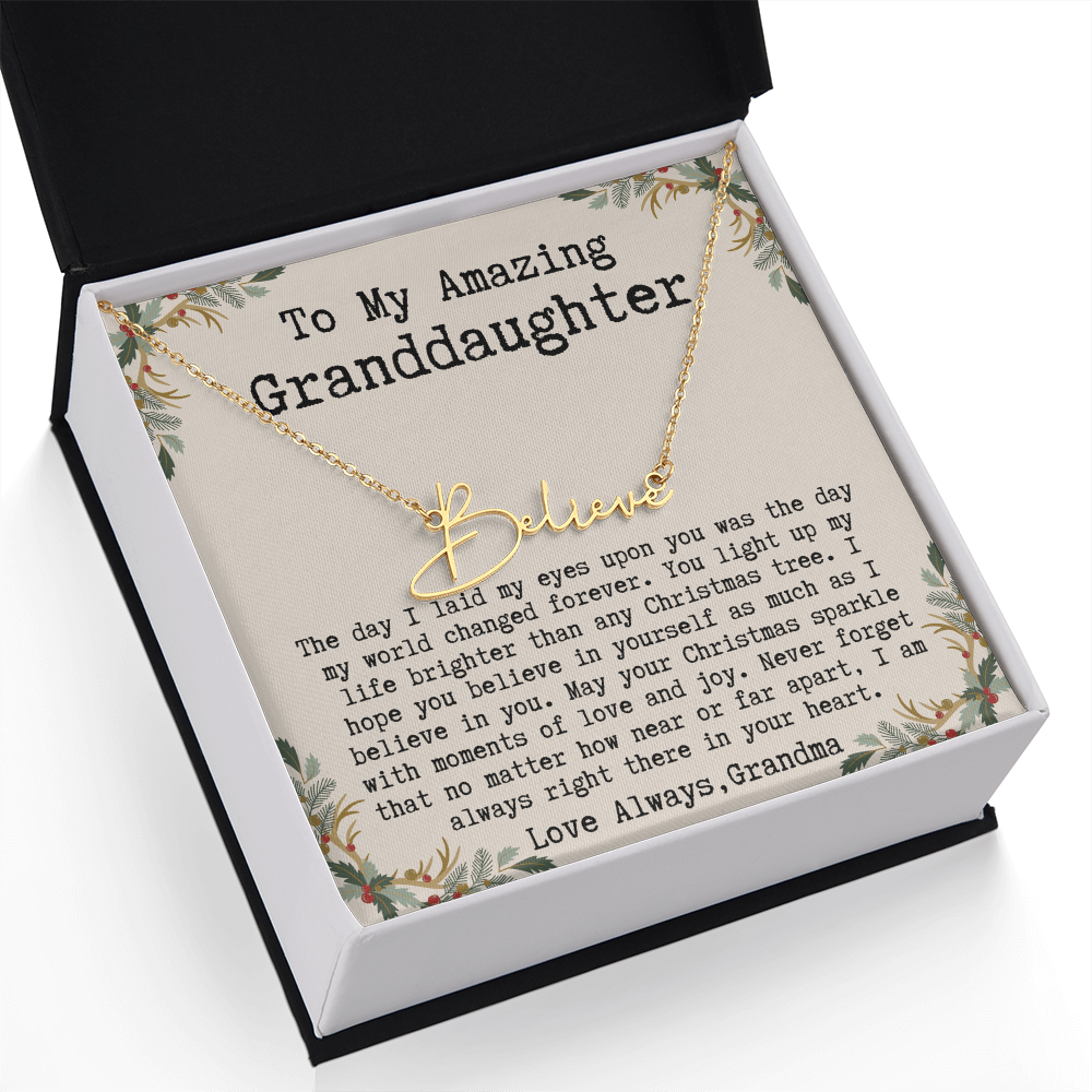 Custom Christmas Gift from Grandma to Granddaughter - Signature Style Name Necklace
