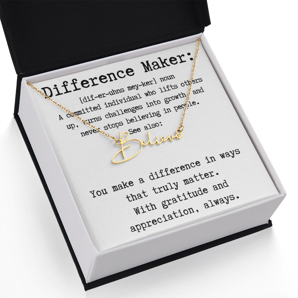 Unique Gift for a Difference Maker - Signature Style Name Necklace