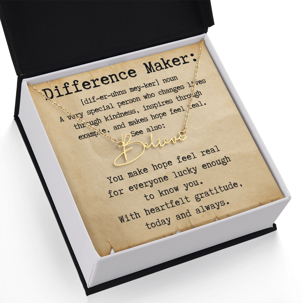 Personalized Gift for a Difference Maker - Signature Style Name Necklace