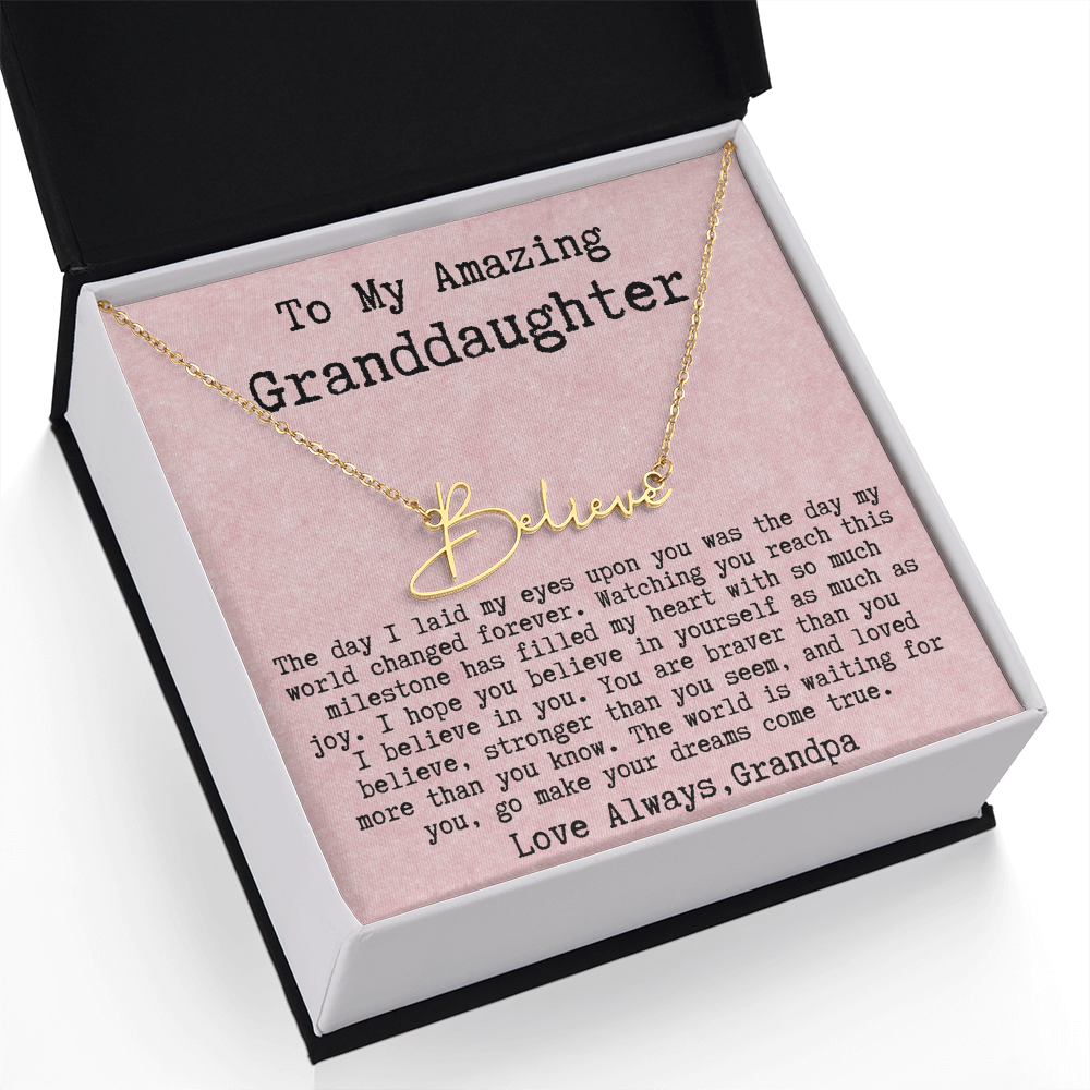 Personalized Graduation Gift from Grandpa to Granddaughter - Signature Style Name Necklace