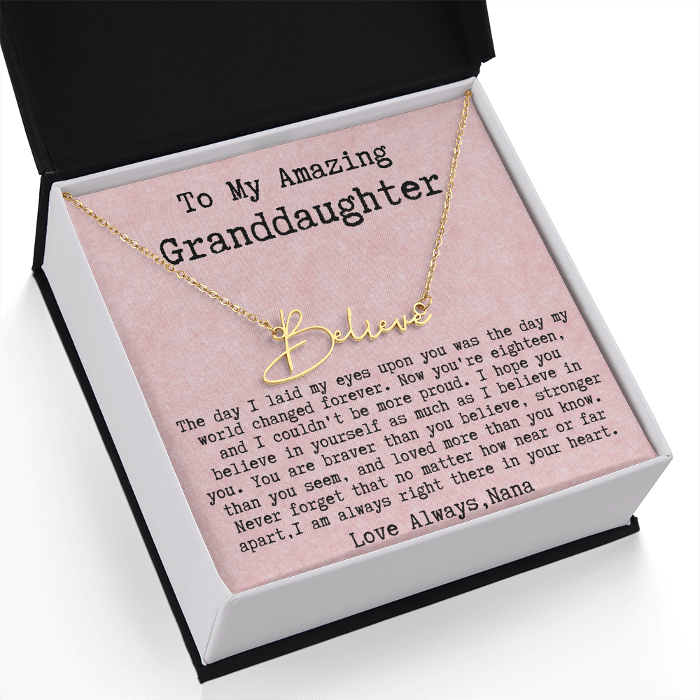 Personalized 18th Birthday Gift for Granddaughter from Nana - Signature Style Name Necklace