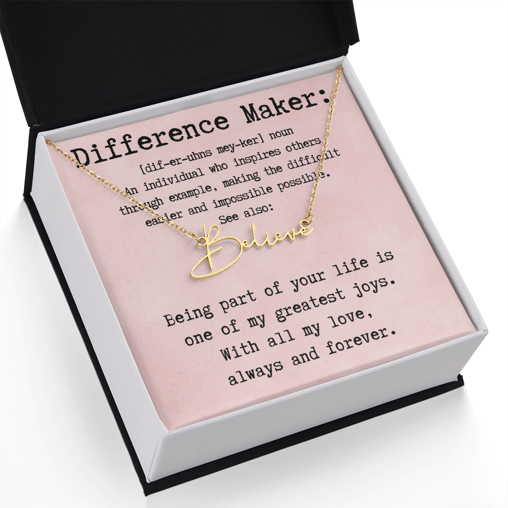Customized Gift for Difference Maker - Signature Style Name Necklace
