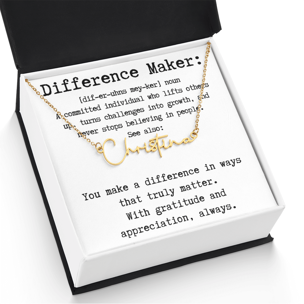 Unique Gift for a Difference Maker - Signature Style Name Necklace