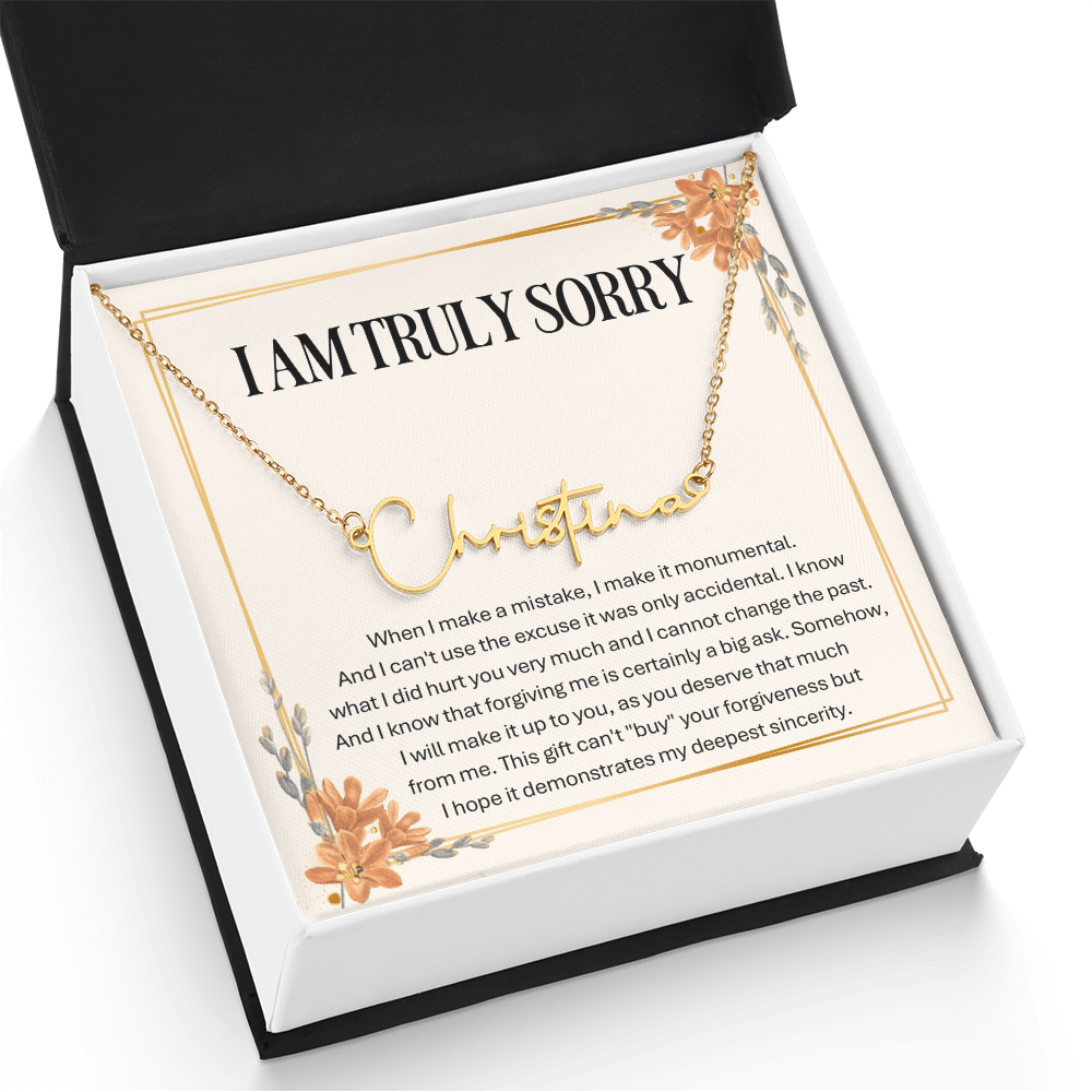 Personalized Apology Gift for Wife – Personalized Signature Style Name Necklace – Customized Jewelry with Her Name