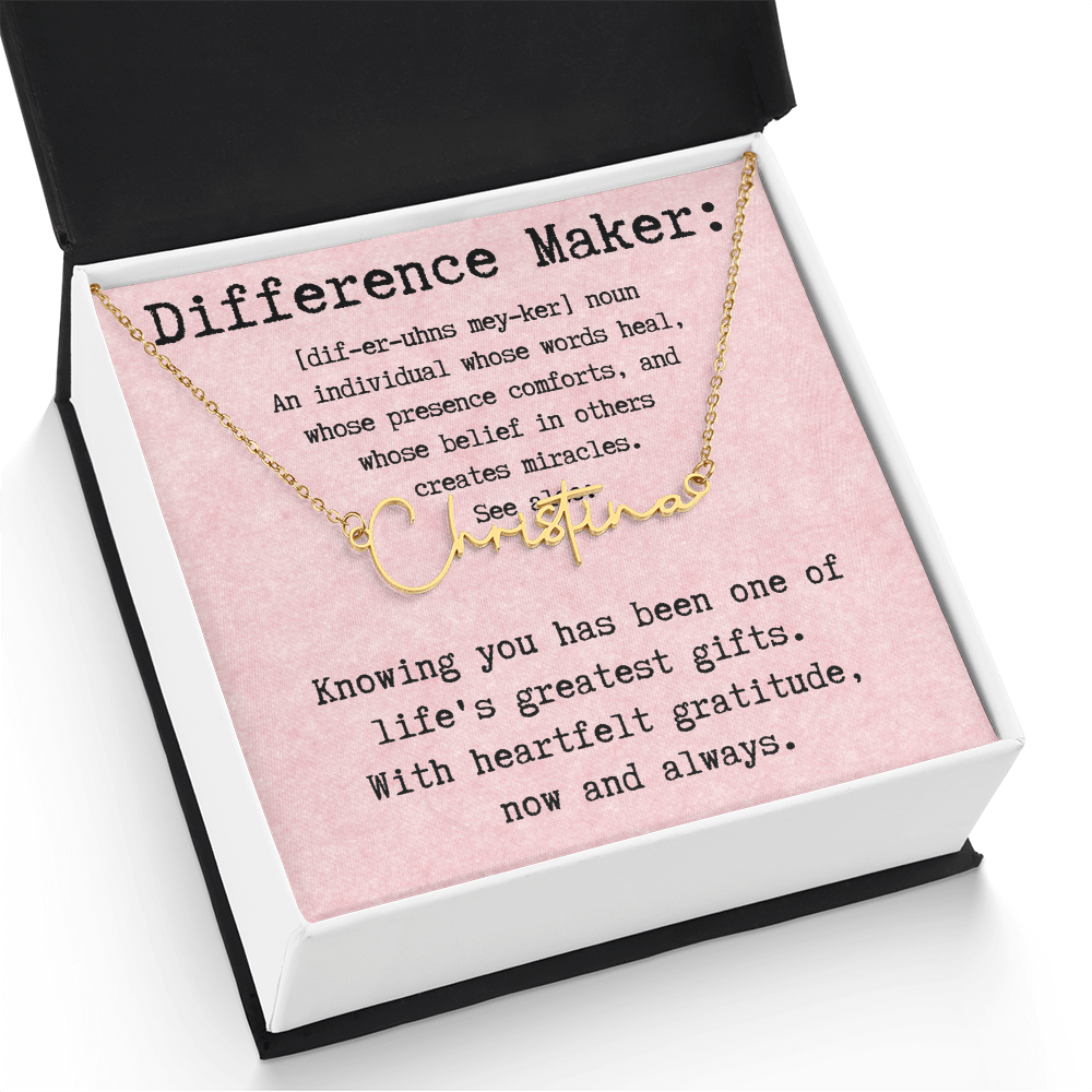 Personalized Name Necklace for a Difference Maker- Signature Style Name Necklace