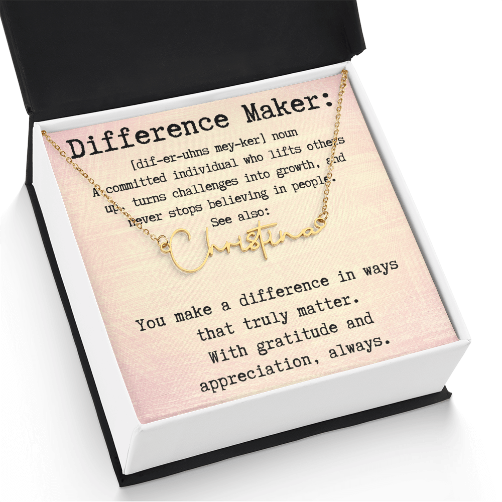 Unique Personalized Gift for a Difference Maker - Signature Style Name Necklace